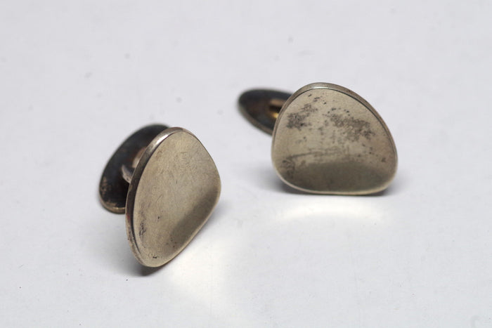 Curved Triangular Modernist Sterling Silver Cufflinks