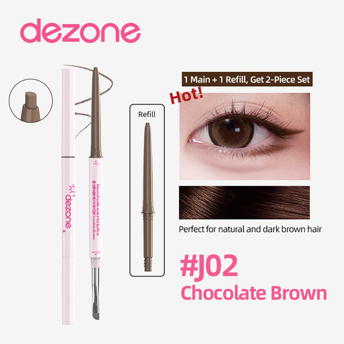 Dezone Double-Ended Gel Eyeliner Set Full Size Refill J02 Chocolate Brown