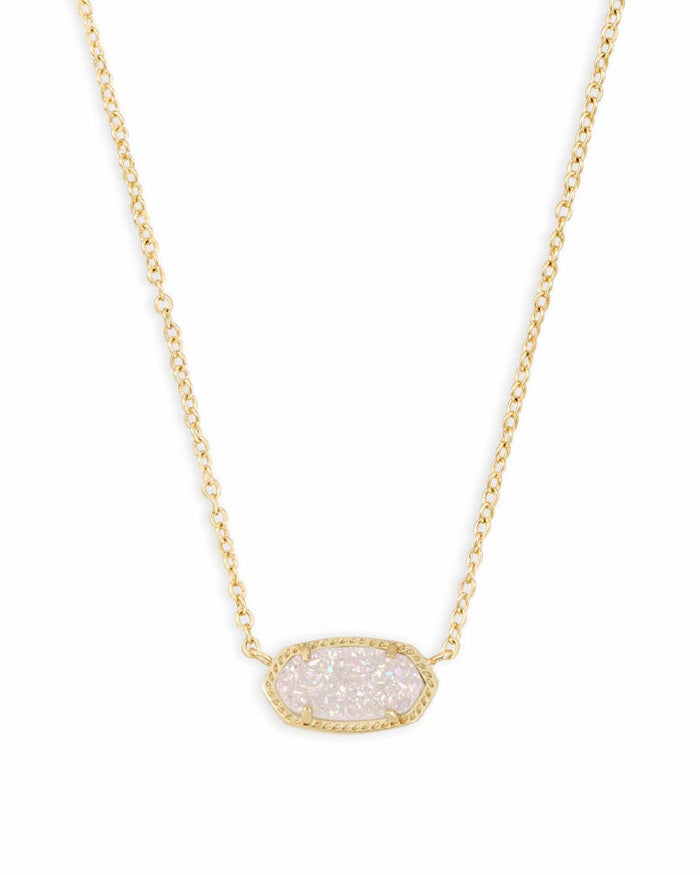 Elisa Pendant Necklace Iridescent Drusy Gold