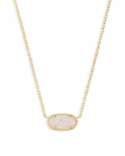 Elisa Pendant Necklace Iridescent Drusy Gold