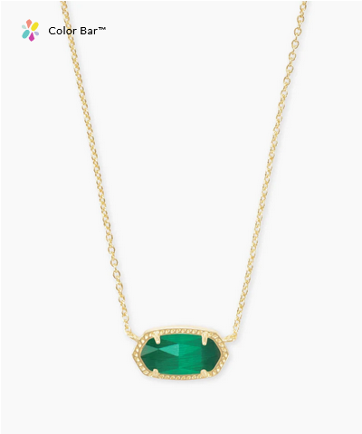 Elisa Short Pendant Necklace Emerald Cats Eye Gold