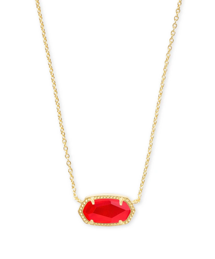 Elisa Short Pendant Necklace Gold Red Illusion