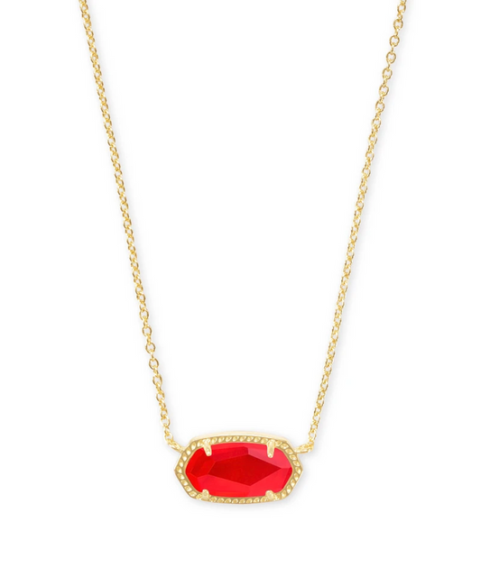 Elisa Short Pendant Necklace Gold Red Illusion