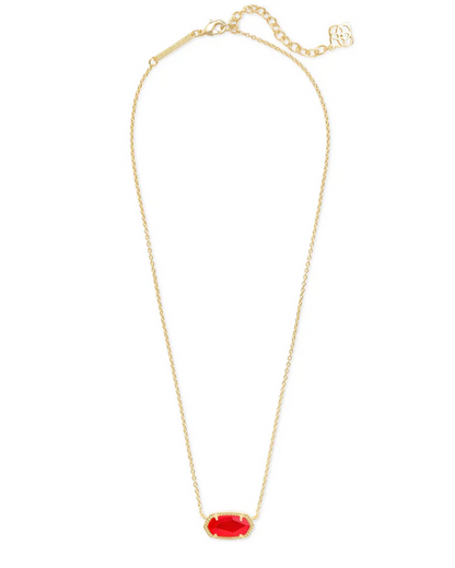 Elisa Short Pendant Necklace Gold Red Illusion