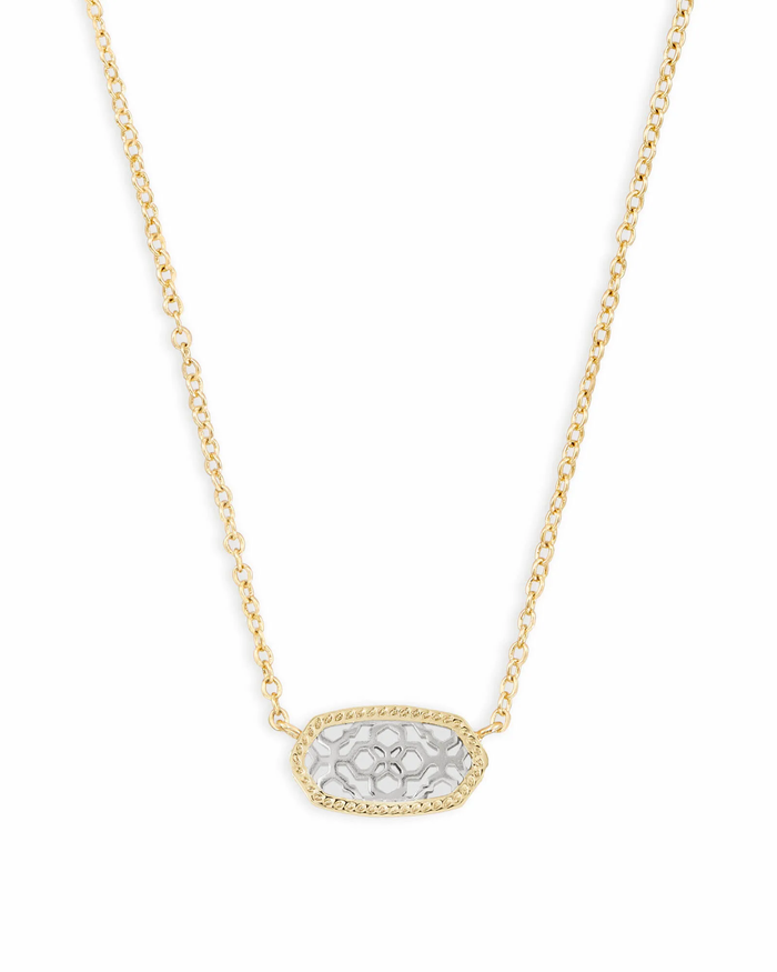 Elisa Short Pendant Necklace Gold Rhod Filigree Mix