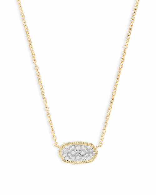 Elisa Short Pendant Necklace Gold Rhod Filigree Mix