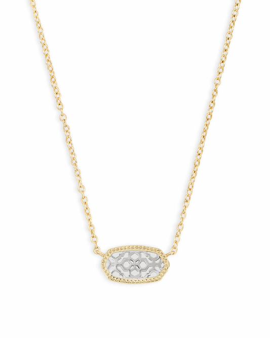 Elisa Short Pendant Necklace Gold Rhod Filigree Mix