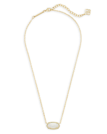 Elisa Short Pendant Necklace Gold White Opal
