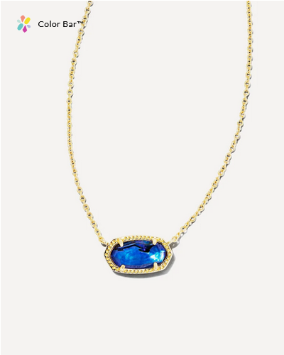 Elisa Short Pendant Necklace Navy Abalone Gold