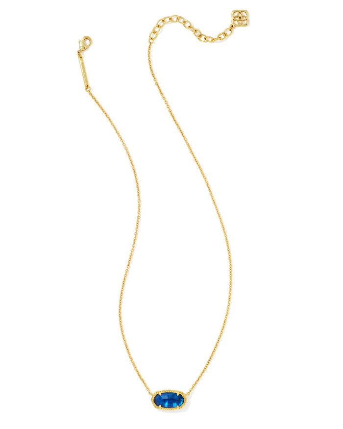 Elisa Short Pendant Necklace Navy Abalone Gold