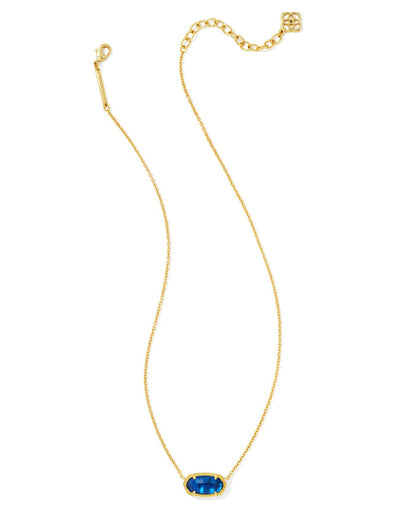 Elisa Short Pendant Necklace Navy Abalone Gold