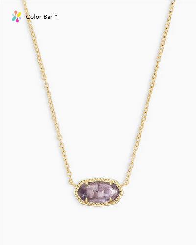 Elisa Short Pendant Necklace Purple Amethyst Gold