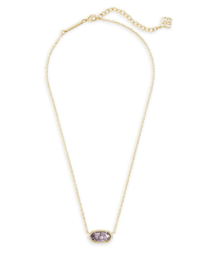 Elisa Short Pendant Necklace Purple Amethyst Gold