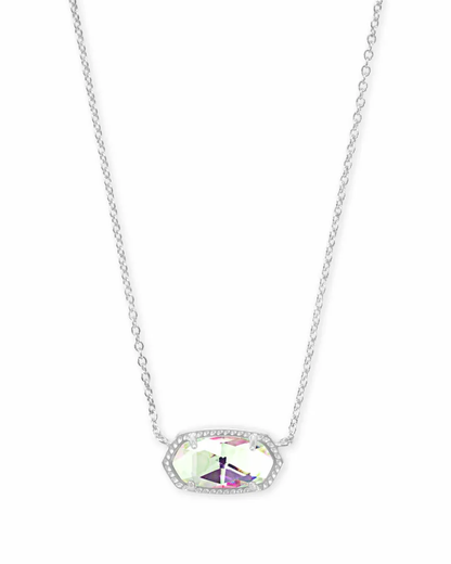 Elisa Short Pendant Necklace Rhodium Dichroic Glass