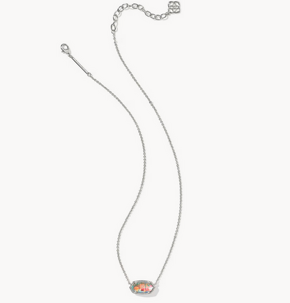 Elisa Short Pendant Necklace Rhodium Dichroic Glass