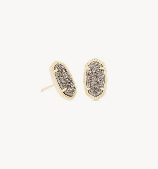 Ellie Stud Earrings Gold Platinum Drusy