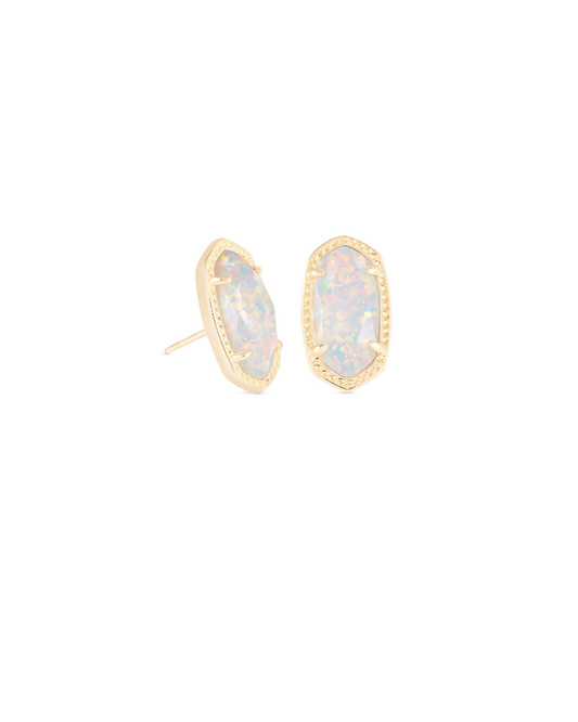 Ellie Stud Earrings Gold White Opal