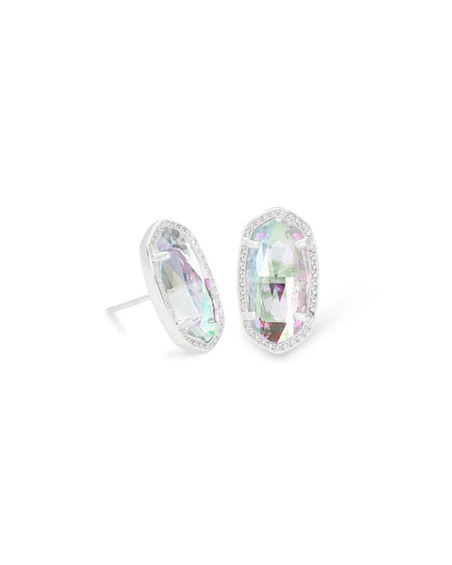 Ellie Stud Earrings Rhodium Dichroic Glass
