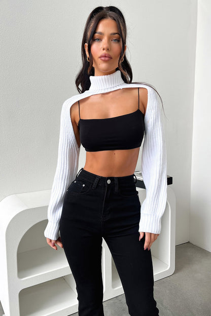Evie Turtleneck Shrug - White