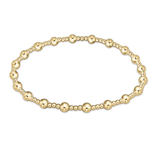 Extends Classic Sincerity Pattern 4MM Bead Bracelet Gold 7.25"