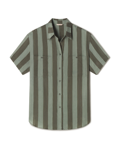 Day Trip Button Down - Poolside Stripe: Agave / Light Agave