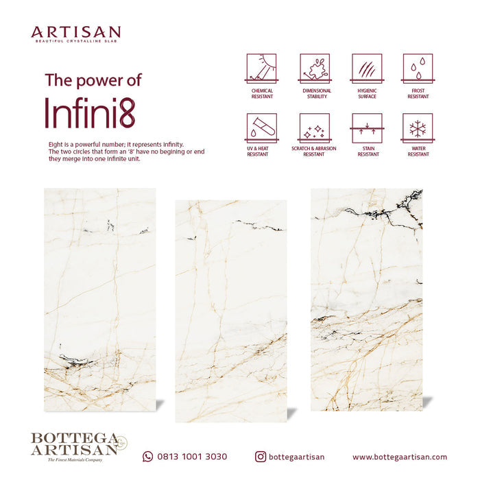 Granit Lamina Slab Artisan Afyon White Lustrous 240X120 cm , 9mm