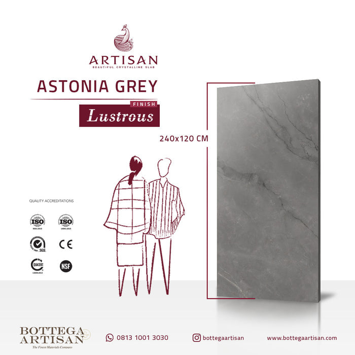 Granit Lamina Slab Artisan Astonia Grey Lustrous 120X240 9mm