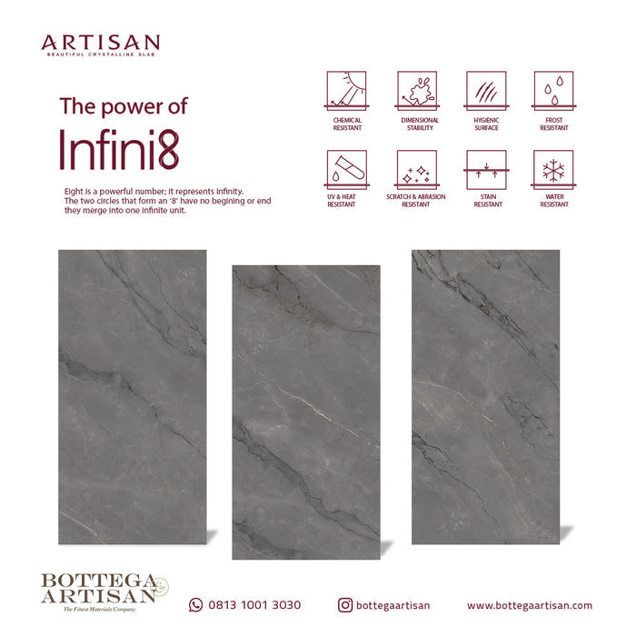 Granit Lamina Slab Artisan Astonia Grey Lustrous 120X240 9mm