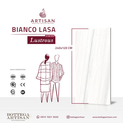 Granit Lamina Slab Artisan Bianco Lasa Lustrous 120X240 9mm