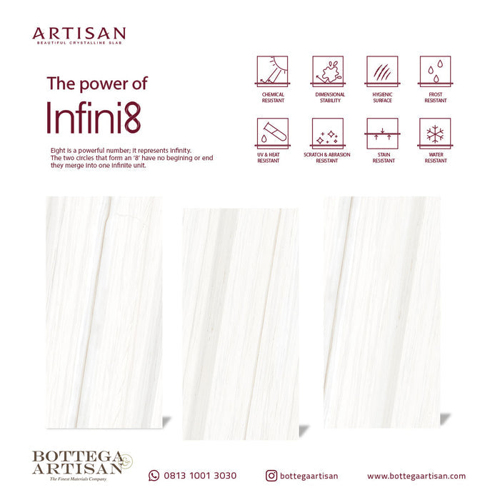 Granit Lamina Slab Artisan Bianco Lasa Lustrous 120X240 9mm