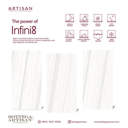 Granit Lamina Slab Artisan Bianco Lasa Lustrous 120X240 9mm