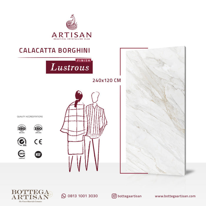 Granit Lamina Slab Artisan Calacatta Borghini Lustrous 240X120 cm