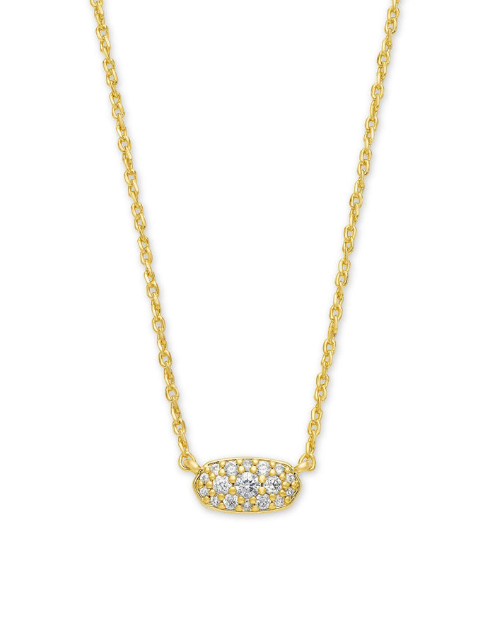 Grayson Crystal Pendant Necklace Gold Metal White CZ