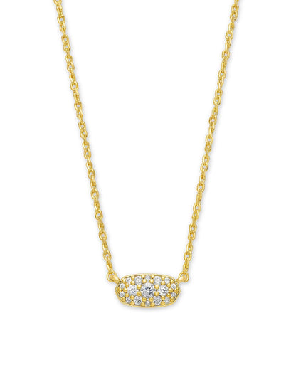 Grayson Crystal Pendant Necklace Gold Metal White CZ
