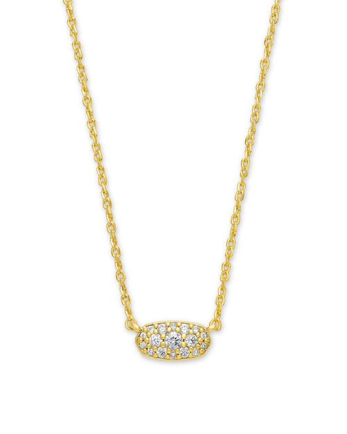 Grayson Crystal Pendant Necklace Gold Metal White CZ