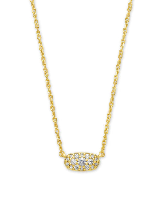 Grayson Crystal Pendant Necklace Gold Metal White CZ