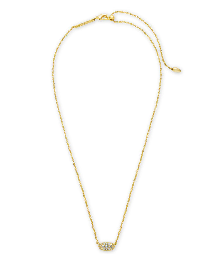 Grayson Crystal Pendant Necklace Gold Metal White CZ