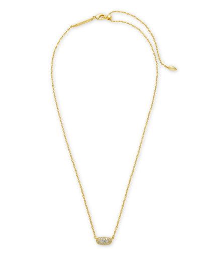 Grayson Crystal Pendant Necklace Gold Metal White CZ
