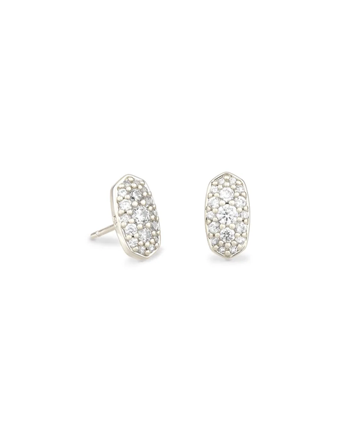 Grayson Crystal Stud Earring Rhodium Metal White CZ
