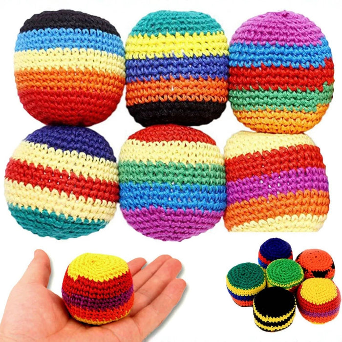 Handmade Rainbow Crochet Footbag Knit Hacky Sack Ball
