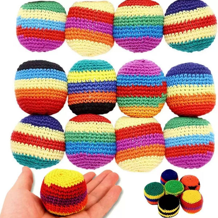 Handmade Rainbow Crochet Footbag Knit Hacky Sack Ball