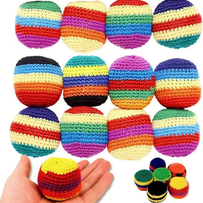 Handmade Rainbow Crochet Footbag Knit Hacky Sack Ball