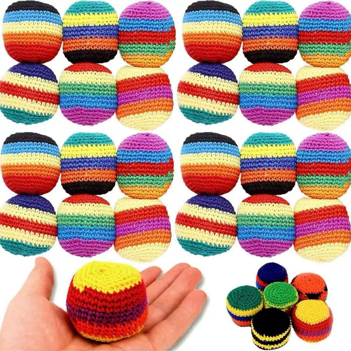 Handmade Rainbow Crochet Footbag Knit Hacky Sack Ball