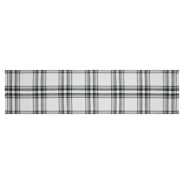 Harper Plaid Green White Runner Fringed 12x48