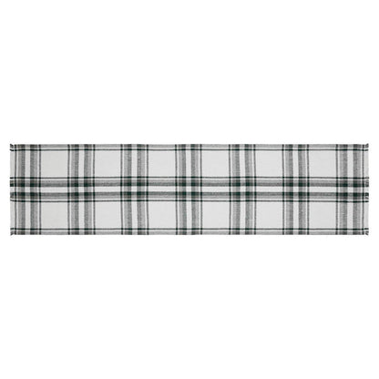 Harper Plaid Green White Runner Fringed 12x48