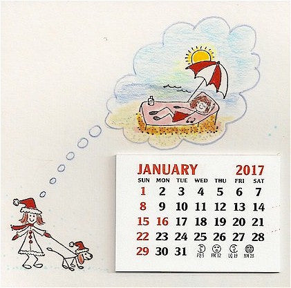 Holiday Girl/Dog Rubber Stamp 2550D
