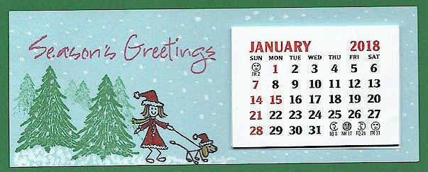 Holiday Girl/Dog Rubber Stamp 2550D