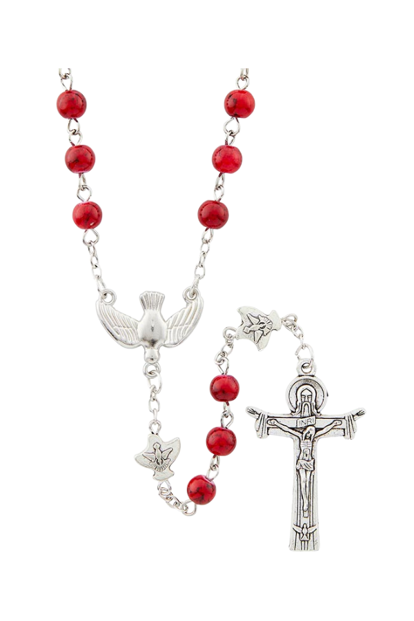 Holy Spirit Confirmation Red Marble Rosary