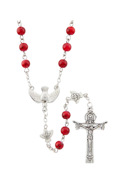 Holy Spirit Confirmation Red Marble Rosary
