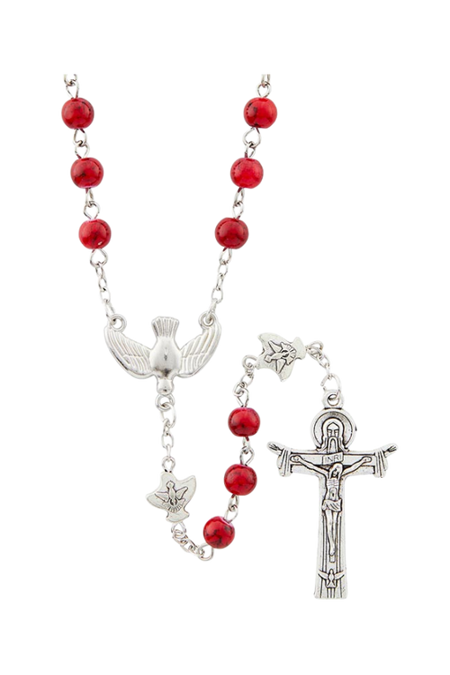 Holy Spirit Confirmation Red Marble Rosary